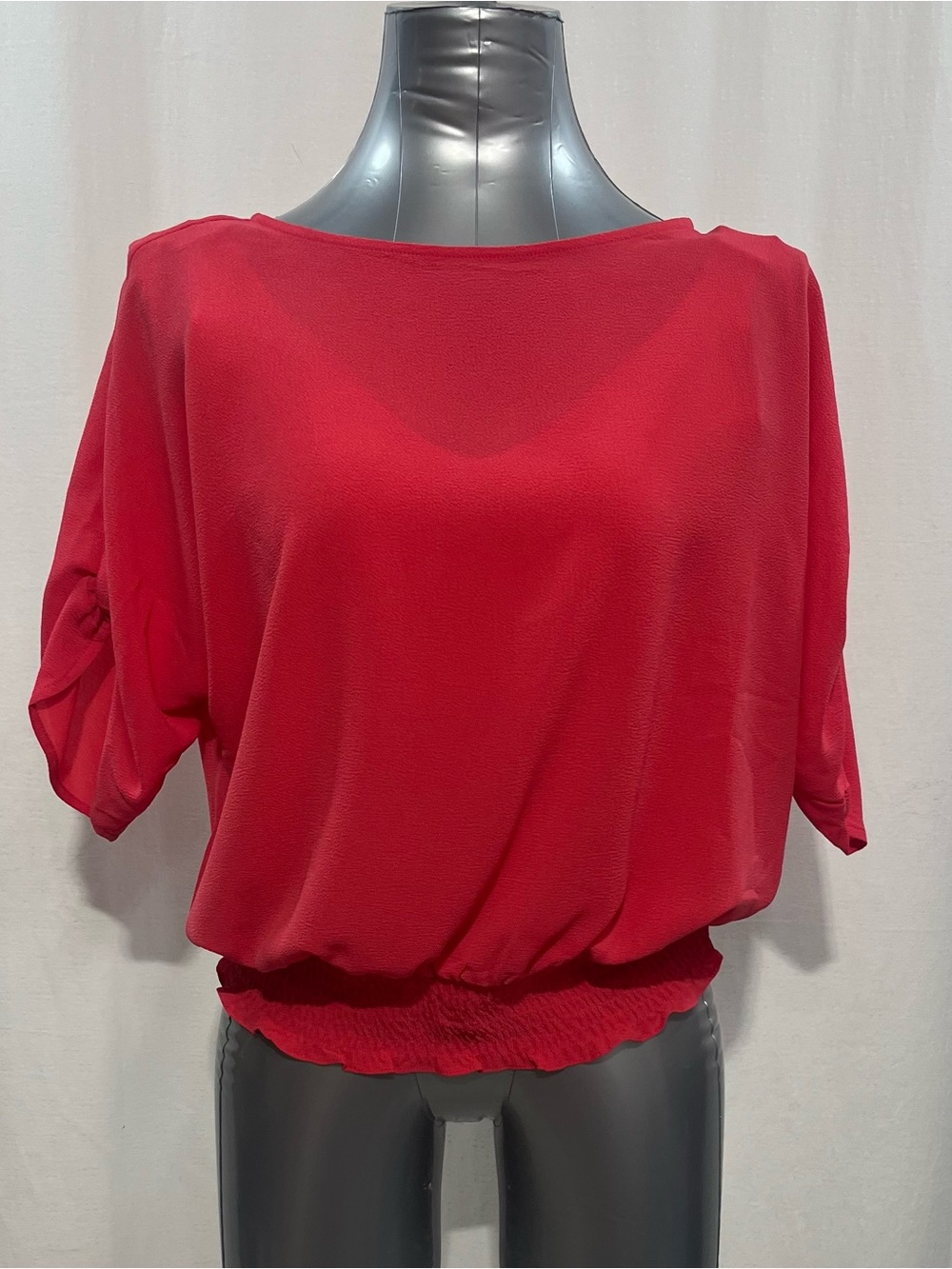 Michael Kors Vibrant Red Boatneck Blouson Top career, travel casual party 1482